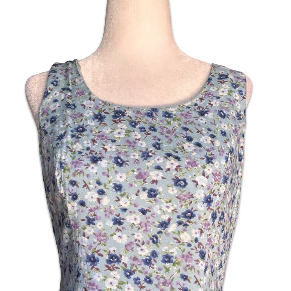 Vintage All That Jazz Baby Blue Floral Sleeveless Open Cross Back Mini Dress - Picture 6 of 9